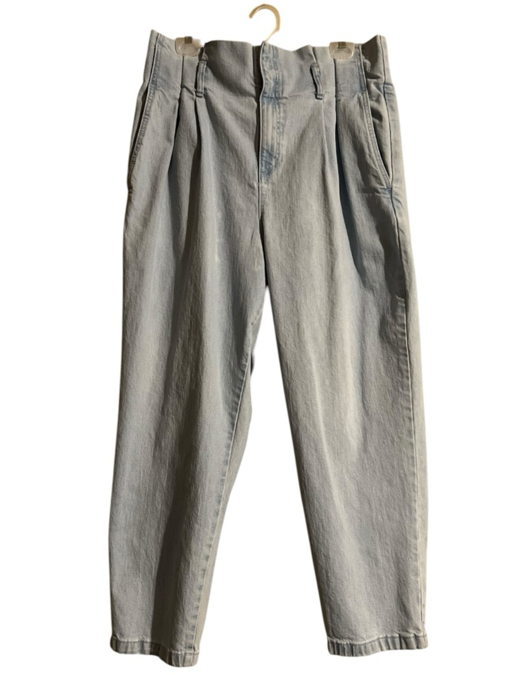 A New Day Light Wash High Waisted Pleated Wide Leg Denim Jeans Womens Size 16